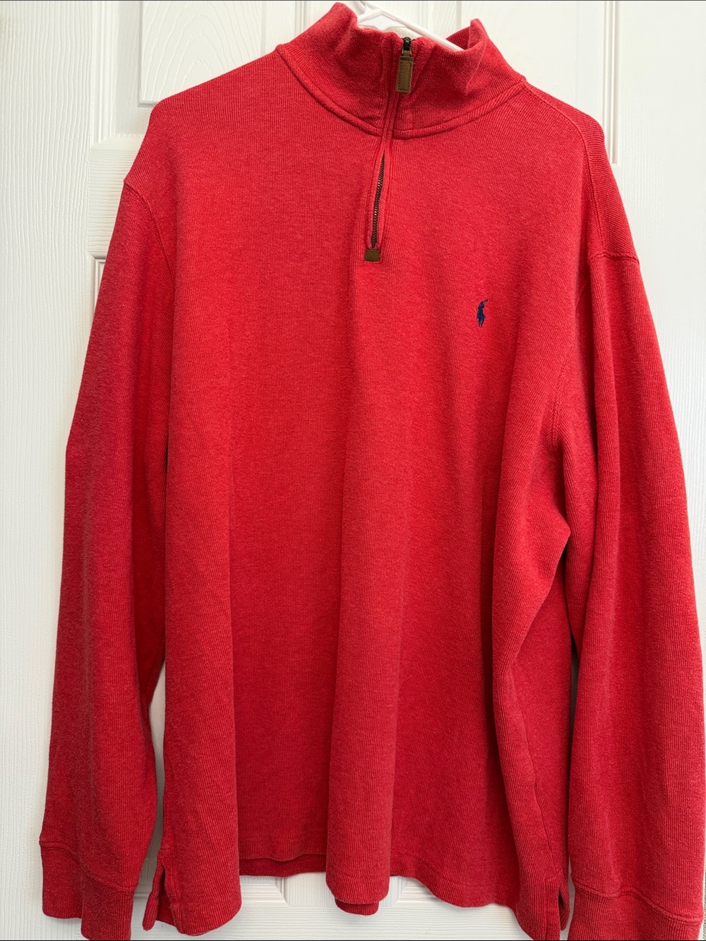 Ralph Lauren Red Half-Zip Pullover with Navy Pony